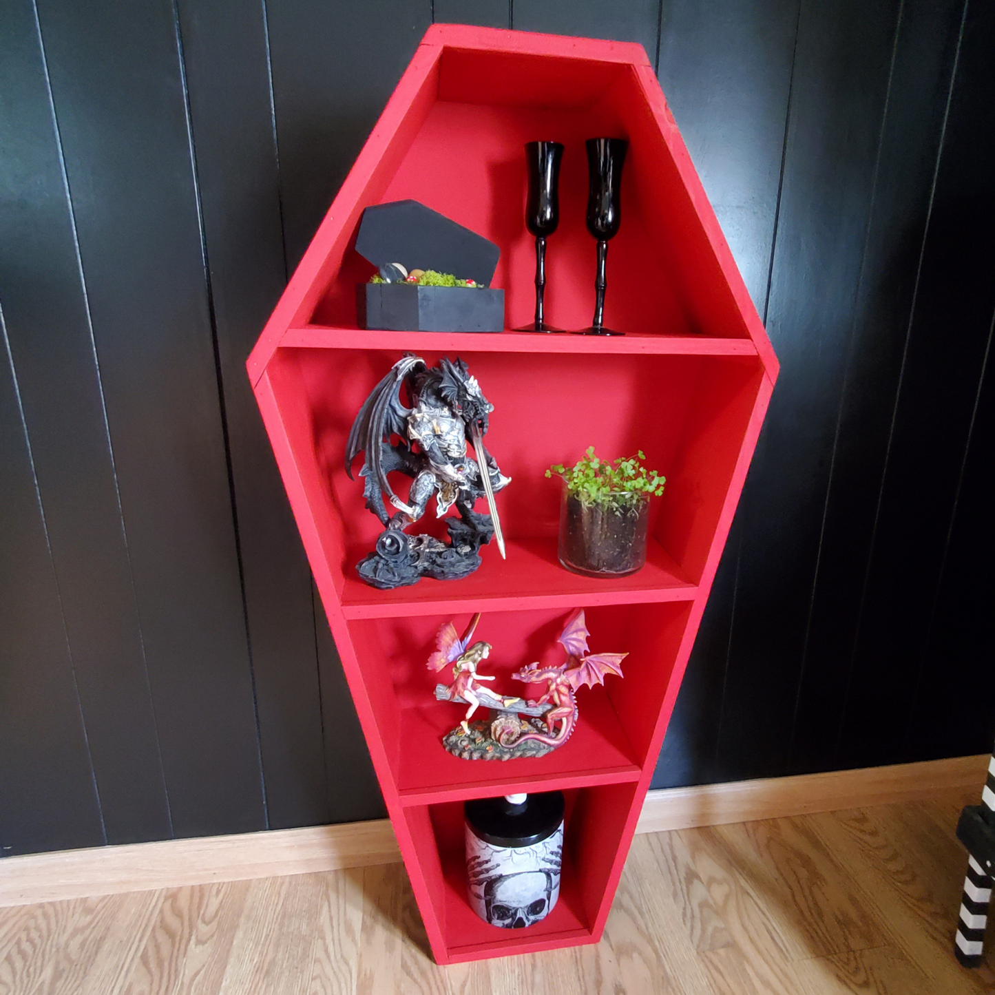 4ft Red Coffin Shelf