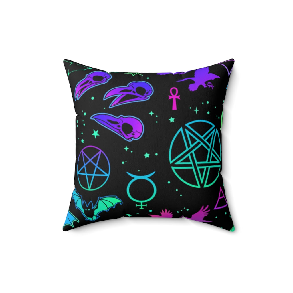 Pastel Goth Occult Pattern Throw Pillow