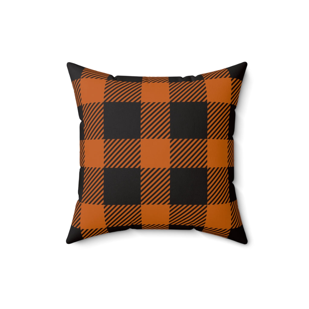 Orange Plaid Halloween Pillow