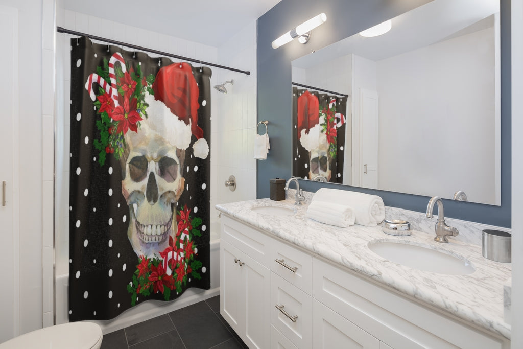 Creepy Christmas Skull Shower Curtains