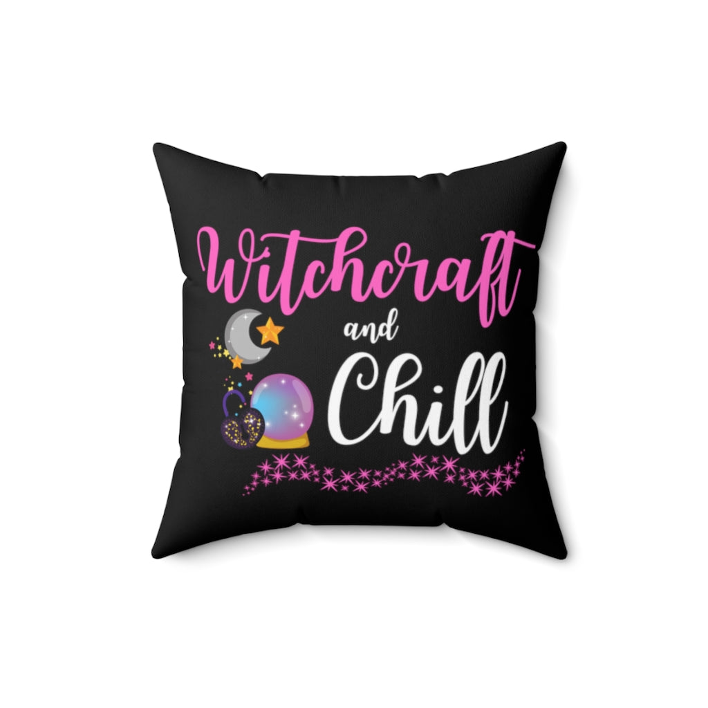 Witchcraft and Chill Pink Throw Pillow