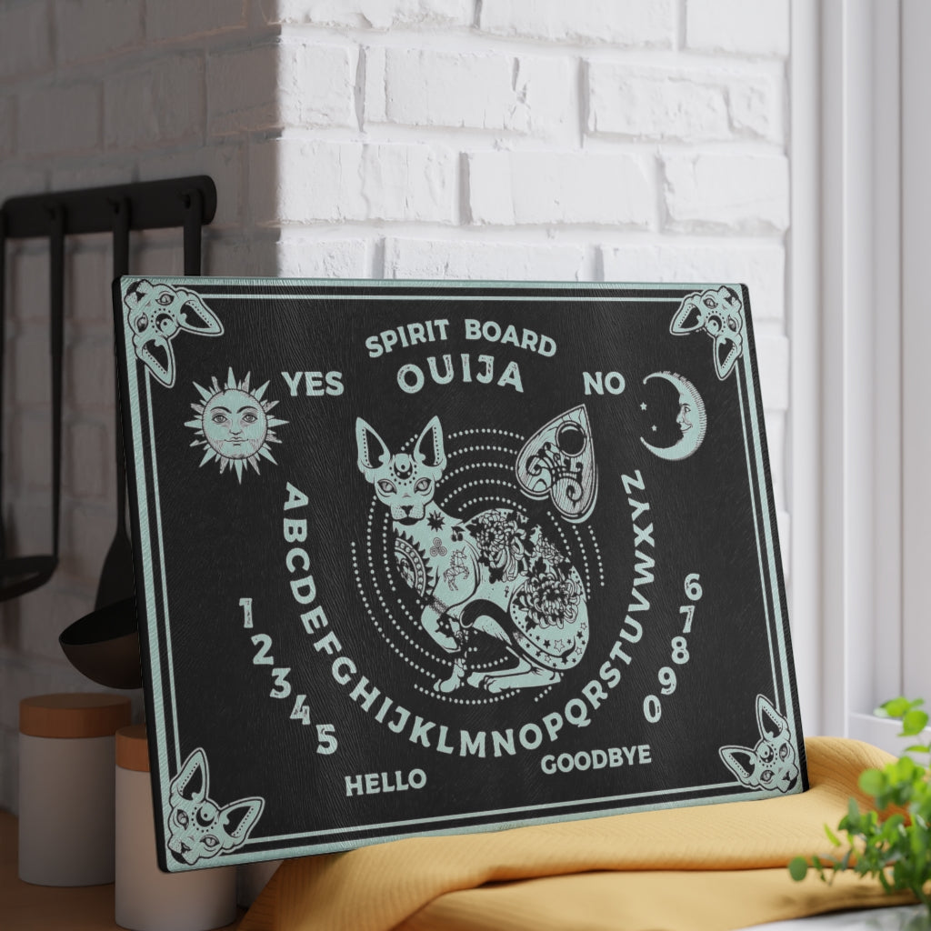 Ouija Spirit Cat Glass Cutting Board