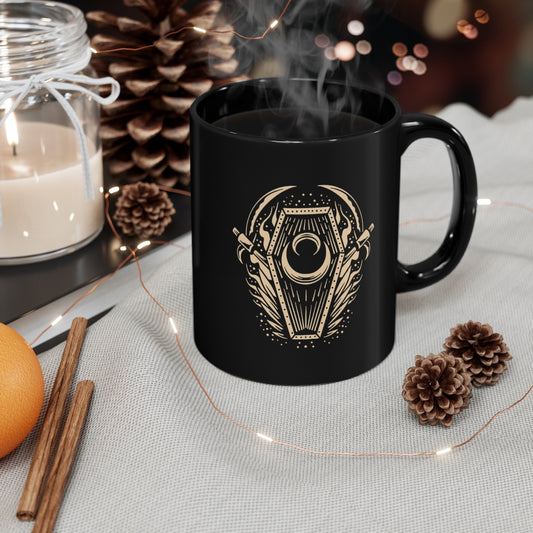 Boho Coffin Moon Black Coffee Cup