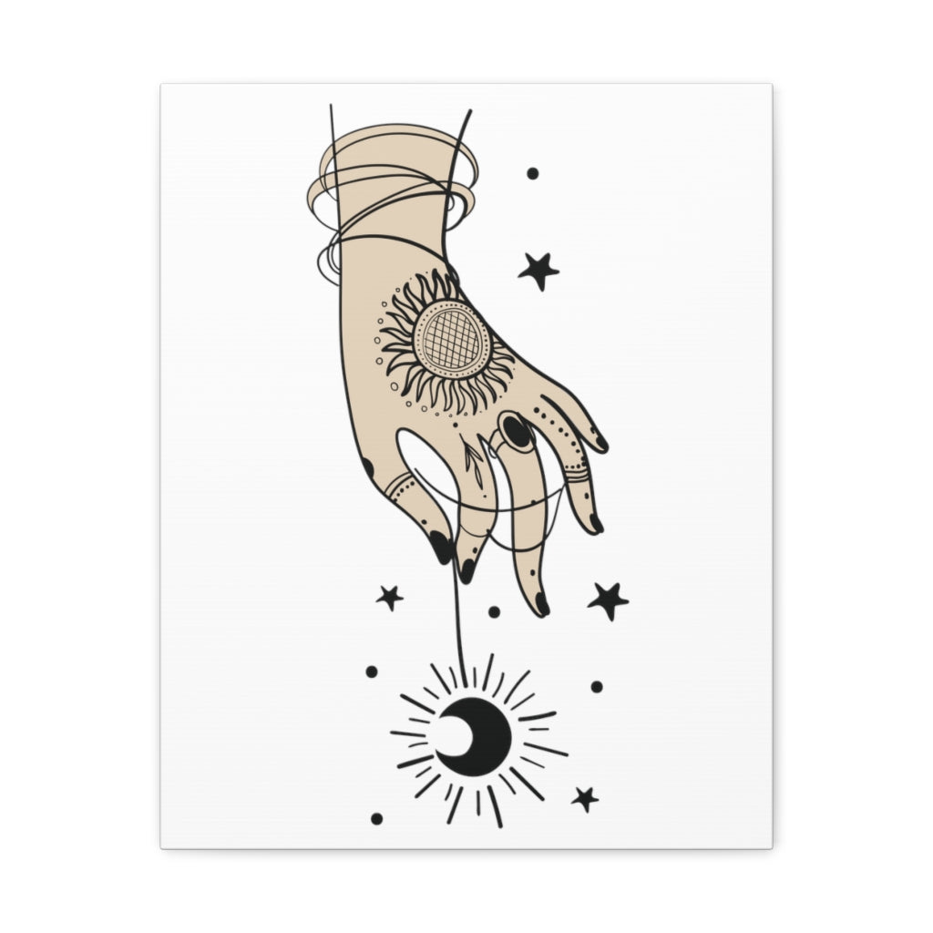 Celestial Hand Witchy Moon Hanging Canvas