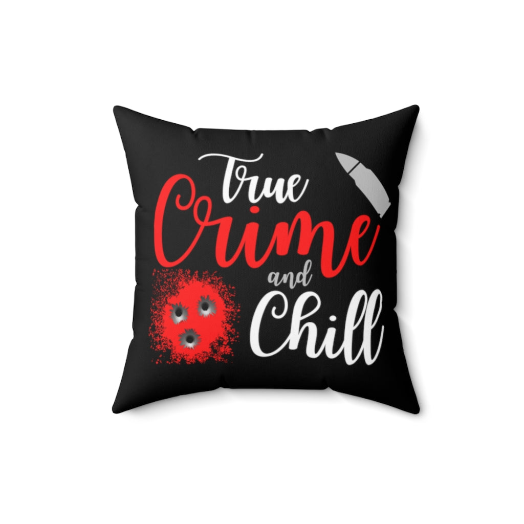 True Crime and Chill Bullet Black Throw Pillow