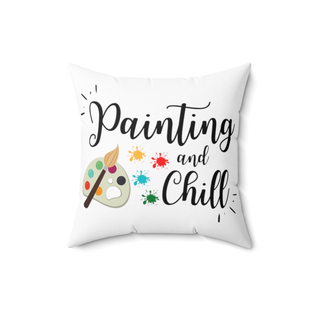 Painting and Chill White Throw Pillow