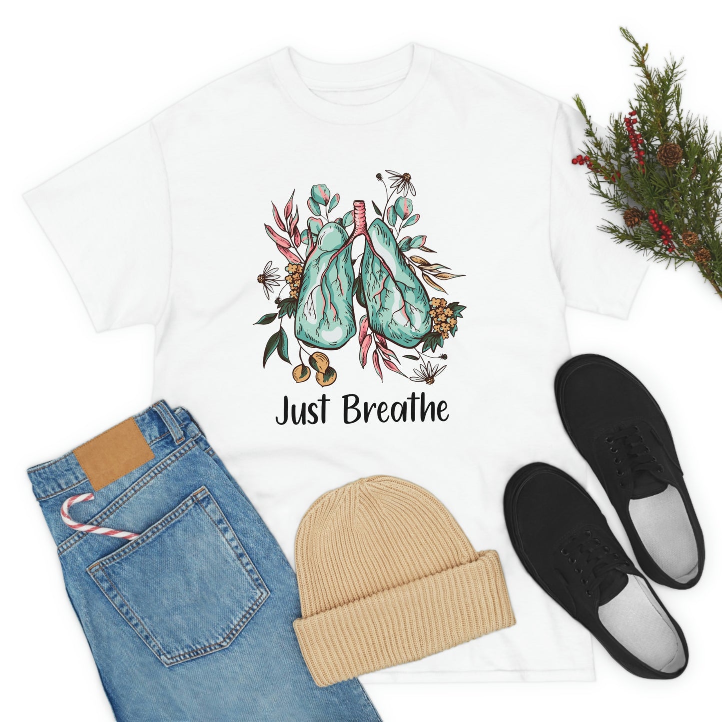 Just Breathe Floral Lungs Ladies T-Shirt