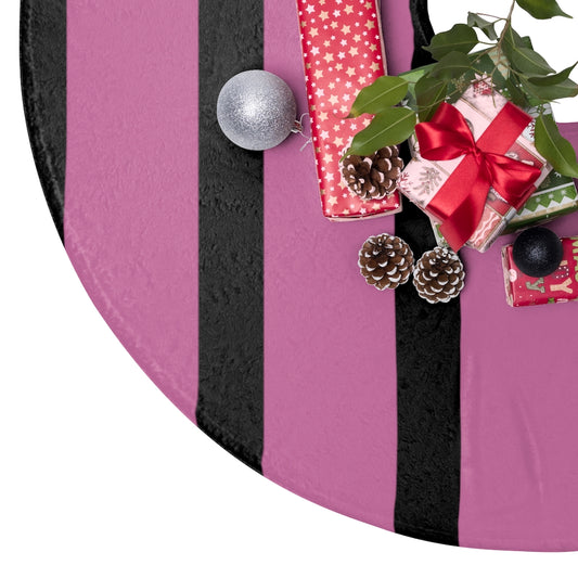 Purple and Black Striped Halloween Christmas Tree Skirt