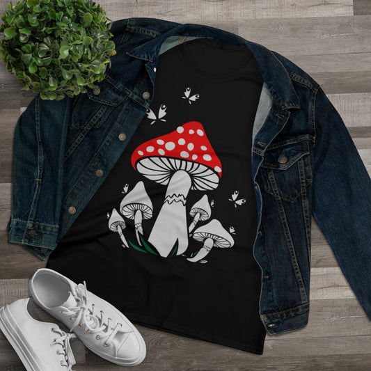 Red Mushroom Hippie Ladies T-Shirt