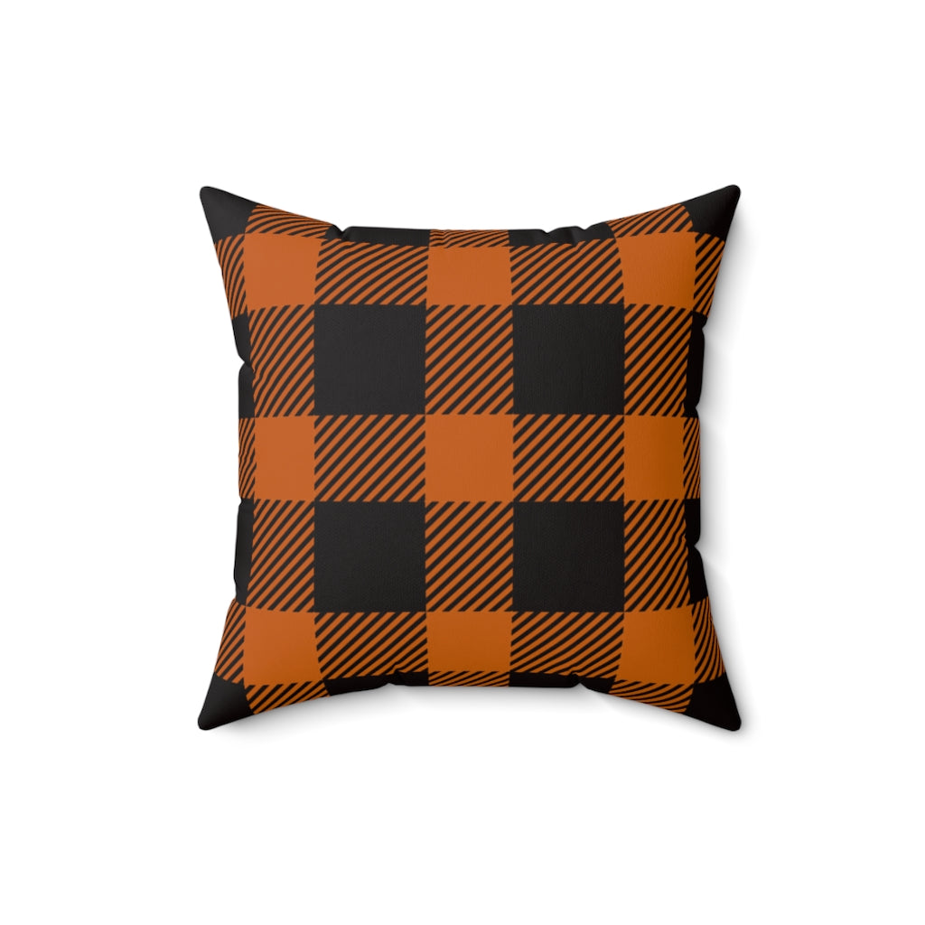 Orange Plaid Halloween Pillow