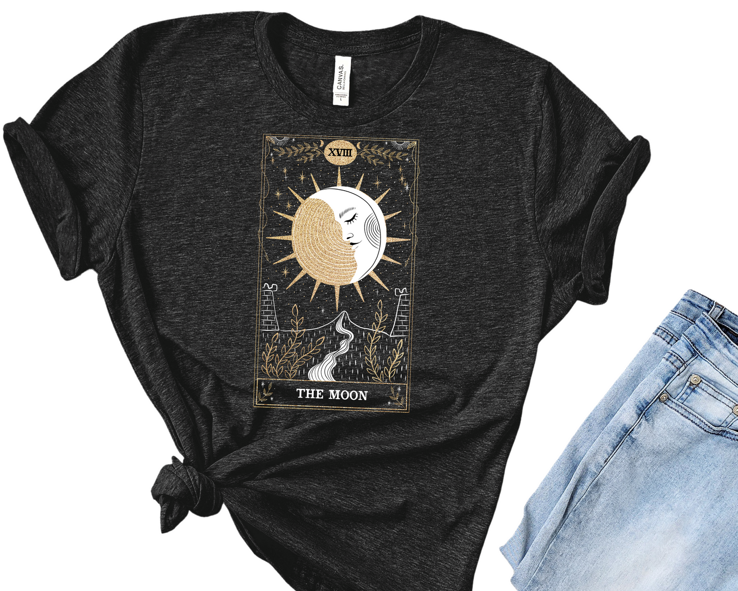 The Moon Tarot Card Ladies T-Shirt