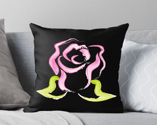 Gothic Pastel Pink Single Rose Bud Throw Pillow