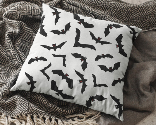 Bat Pattern Gothic Farmhouse Halloween Throw Pillow