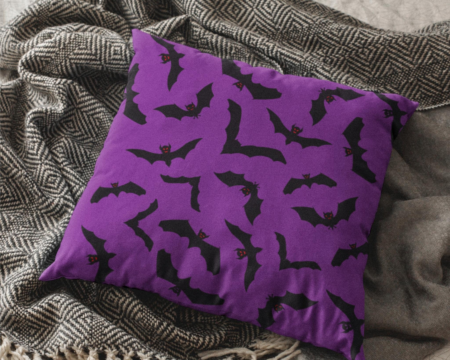 Bat Pattern Purple Halloween Gothic Throw Pillow – The Bitchy Cauldron