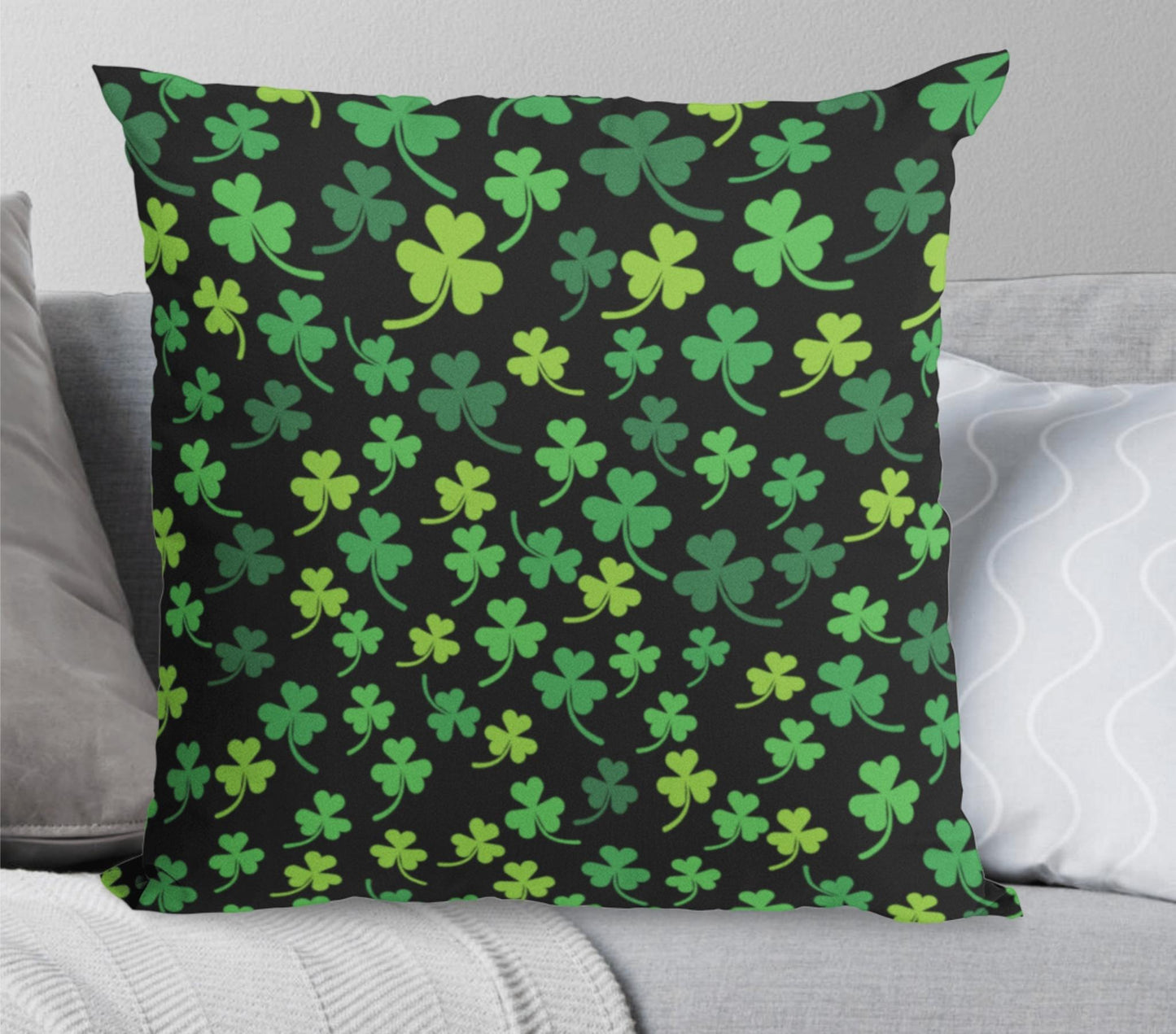 Green Clover Pattern Throw Pillow