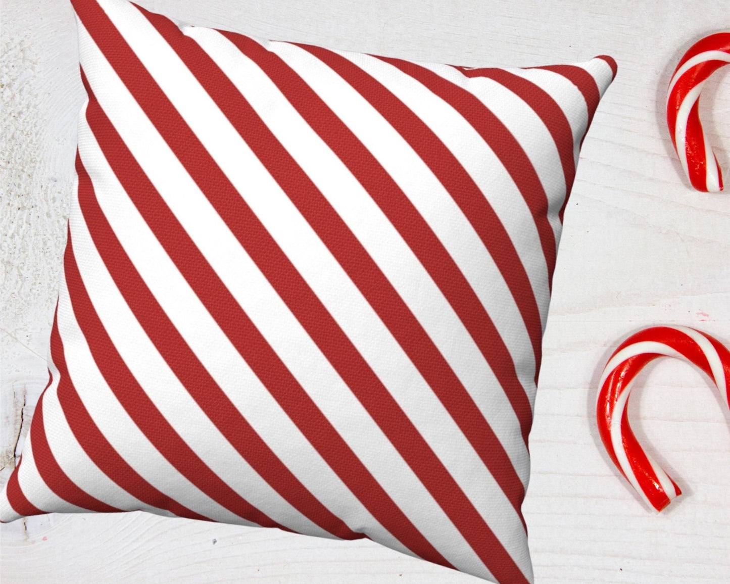 Red and White Striped Throw Pillow