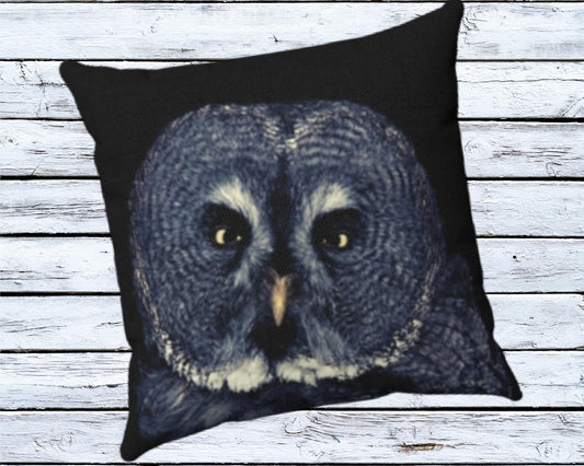 Gray Owl Polyester Throw Pillow