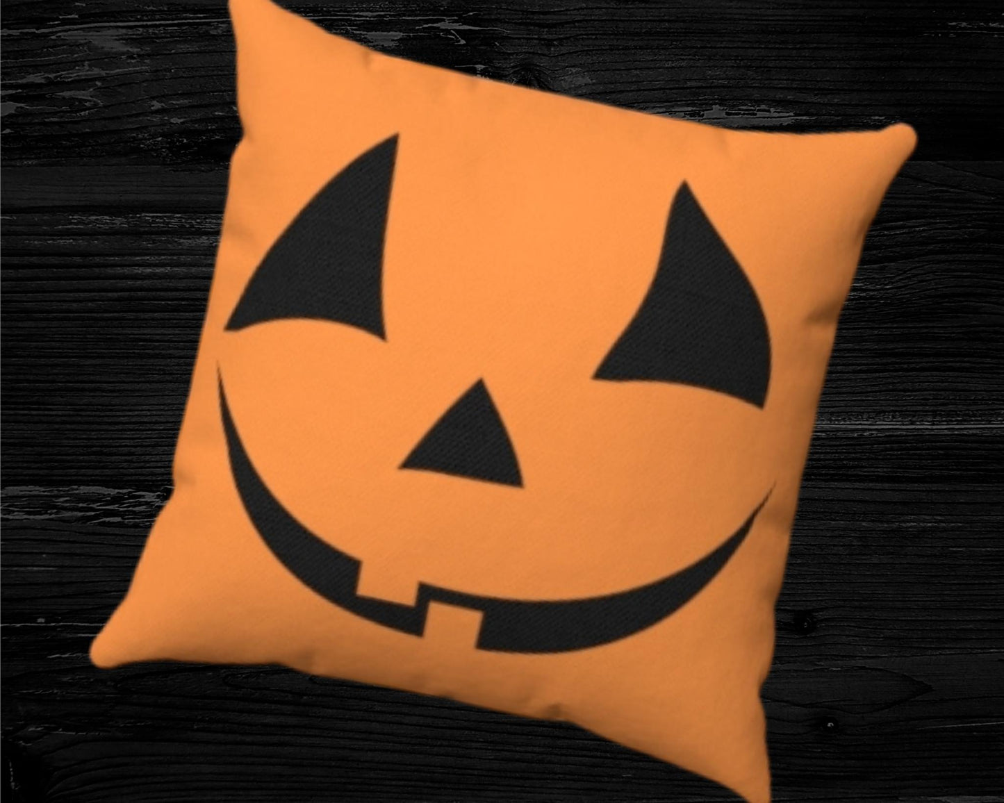 Orange Jack O Lantern Halloween Pillow