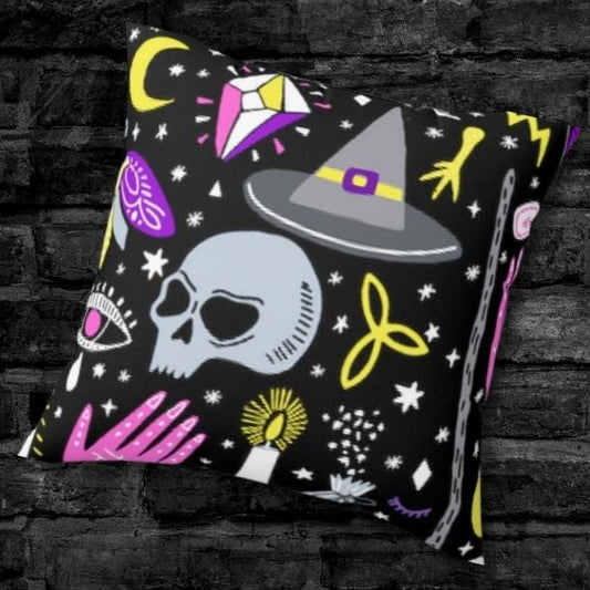 Pastel Goth Witchcraft Pattern Throw Pillow