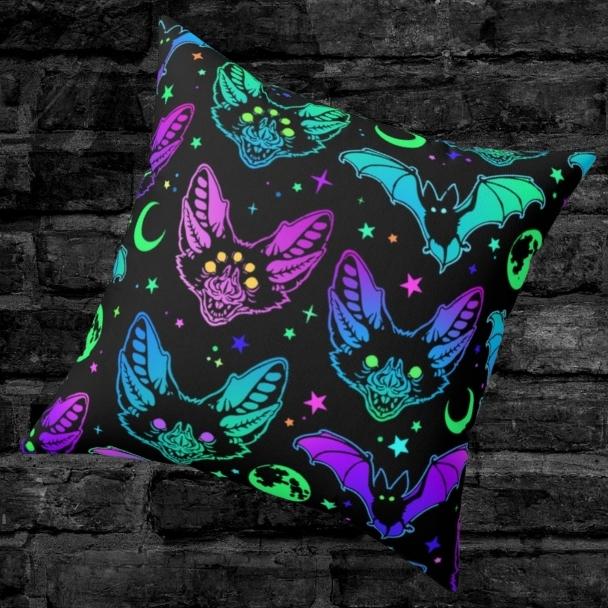 Pastel Goth Vampire Bats Throw Pillow