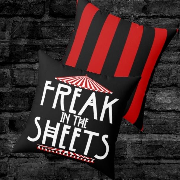 Freak in the Sheets Funny Sexy Black Throw Pillow