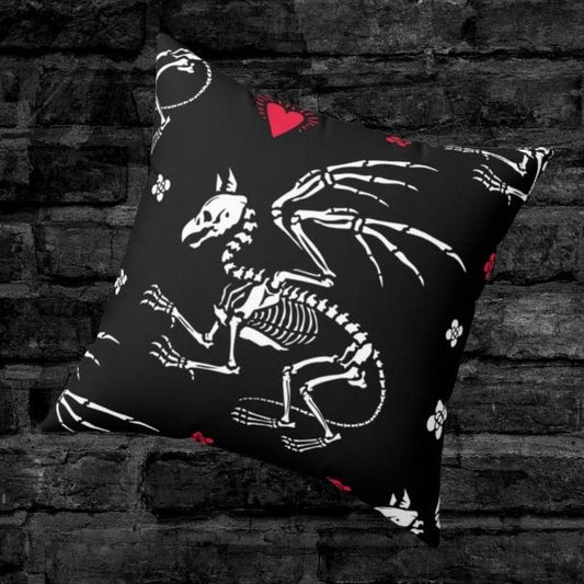 Dragon Bones Gothic Romance Patterned Throw Pillow