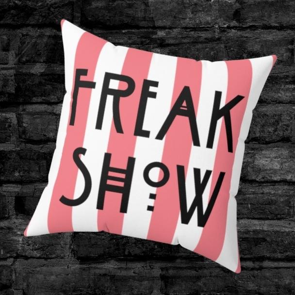 Freak Show Pink and White Striped Throw Pillow