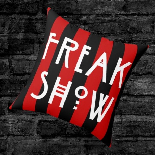 Freak Show Red and Black Striped Throw Pillow