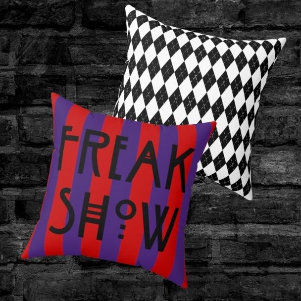 Freak Show Red and Purple Striped Throw Pillow