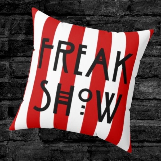 Freak Show Red and White Striped Throw Pillow