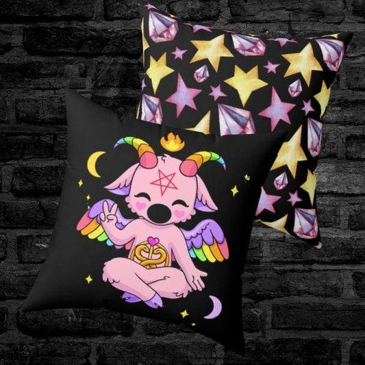 Pastel Goth Baphomet Throw Pillow