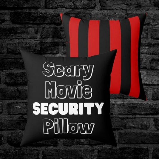 Scary Movie Security Pillow Red and Black Striped Throw Pillow