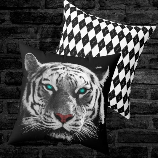 White Tiger Black Throw Pillow