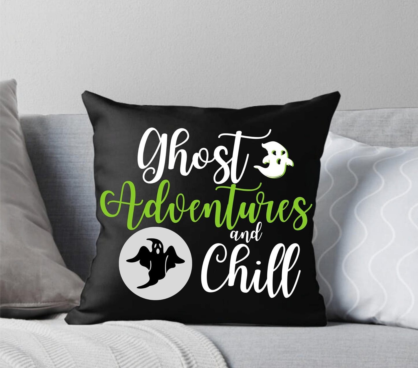 Ghost Adventures and Chill Wicked Green and Black Throw Pillow