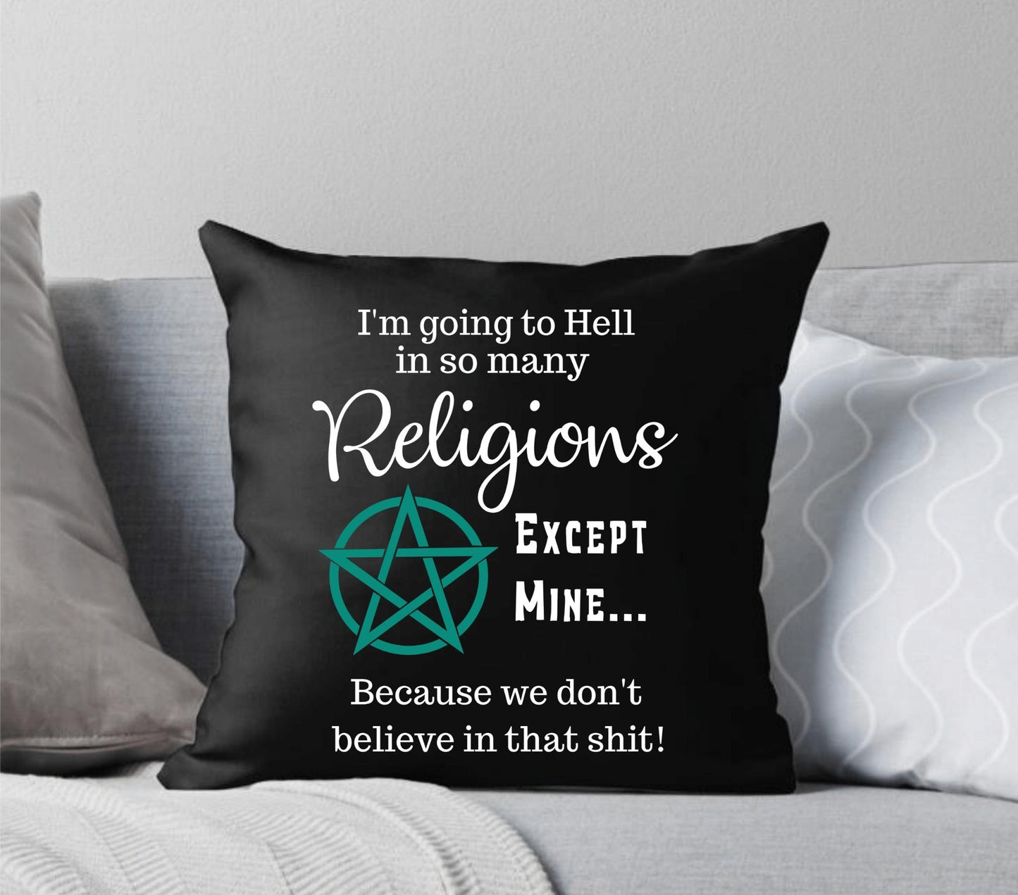 Going to Hell Wiccan Black Throw Pillow