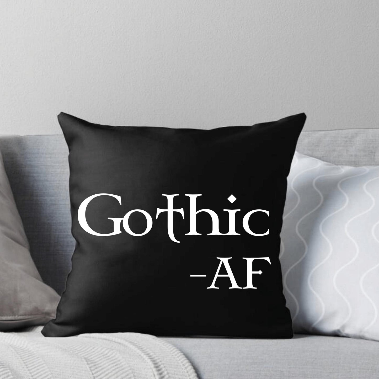 Gothic AF Witchy Occult Black Throw Pillow