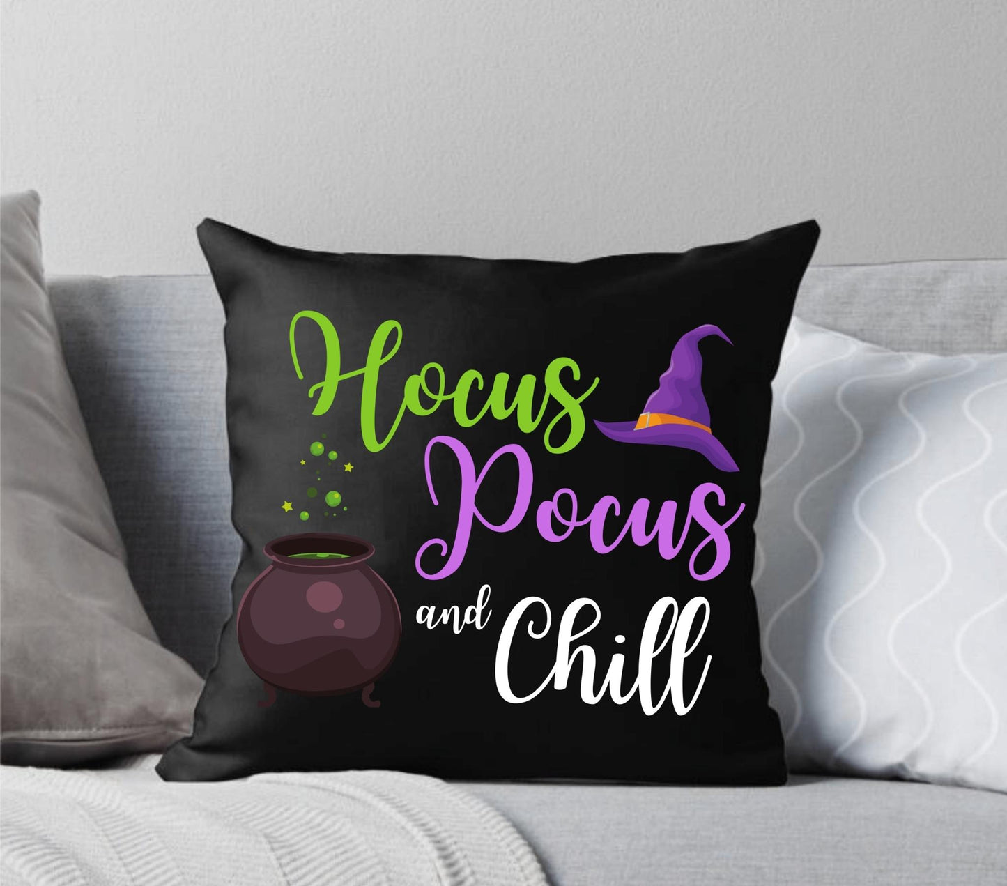 Hocus Pocus and Chill Black Throw Pillow