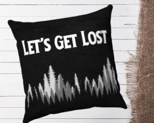 Lets Get Lost Adventure Boho Style Black Throw Pillow