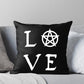 Love Pentacle Black Throw Pillow