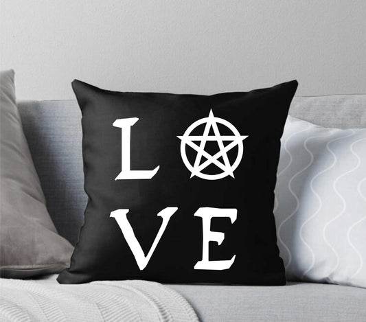 Love Pentacle Black Throw Pillow