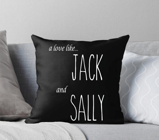 A Love Like Jack and Sally Black Gothic Nightmare Before Christmas Throw Pillow