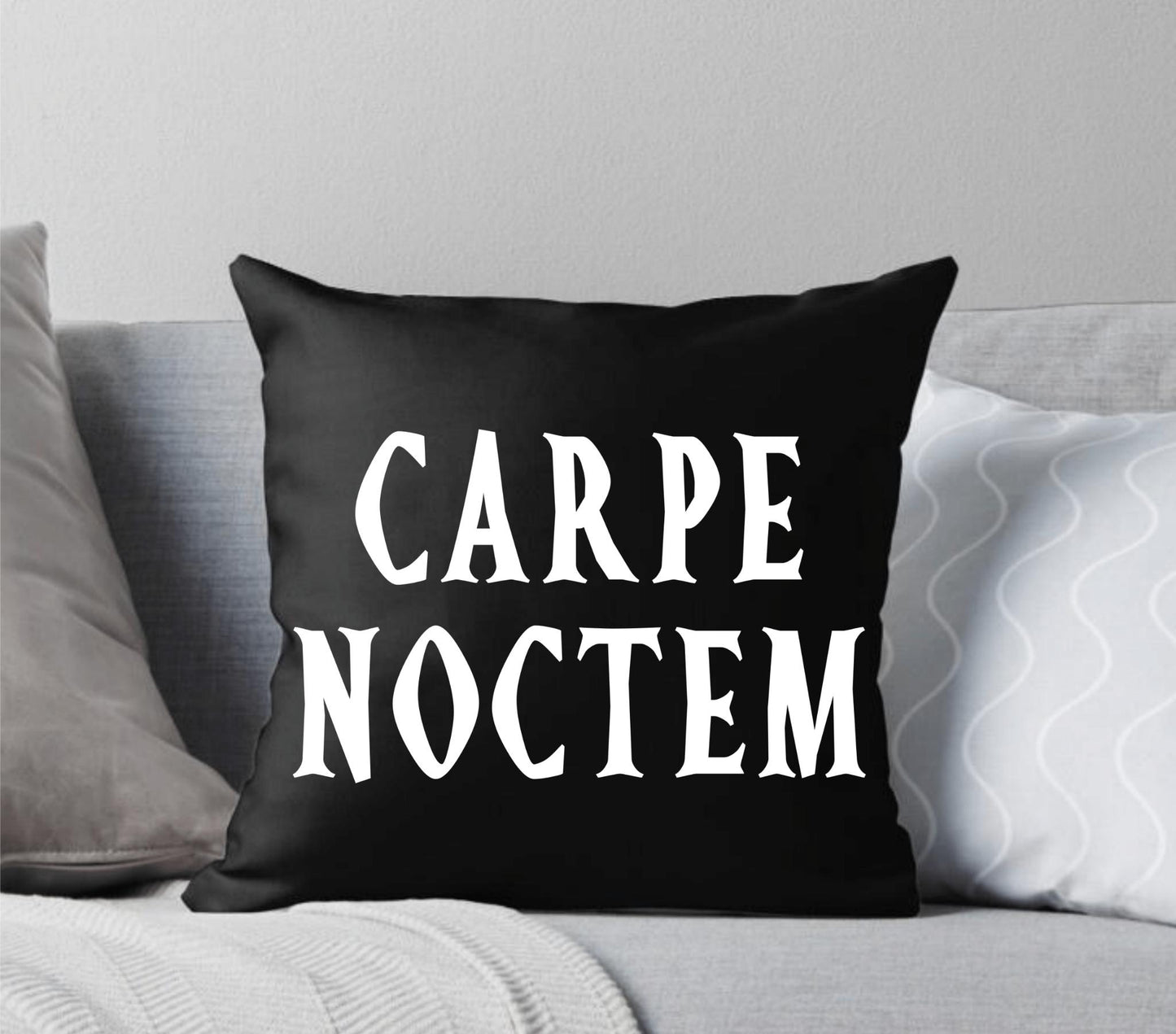 Carpe Noctem Black Throw Pillow