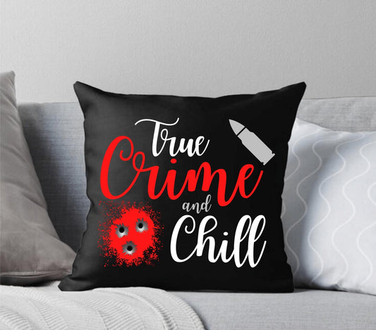 True Crime and Chill Bullet Black Throw Pillow