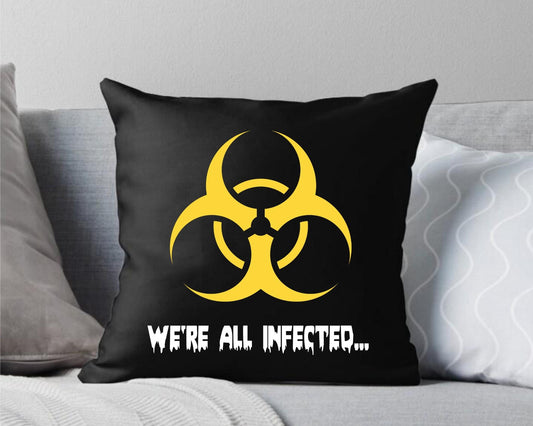 We're All Infected Yellow Throw Pillow