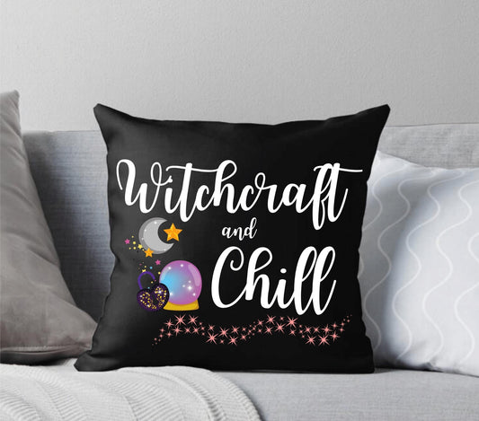 Witchcraft and Chill Black Throw Pillow