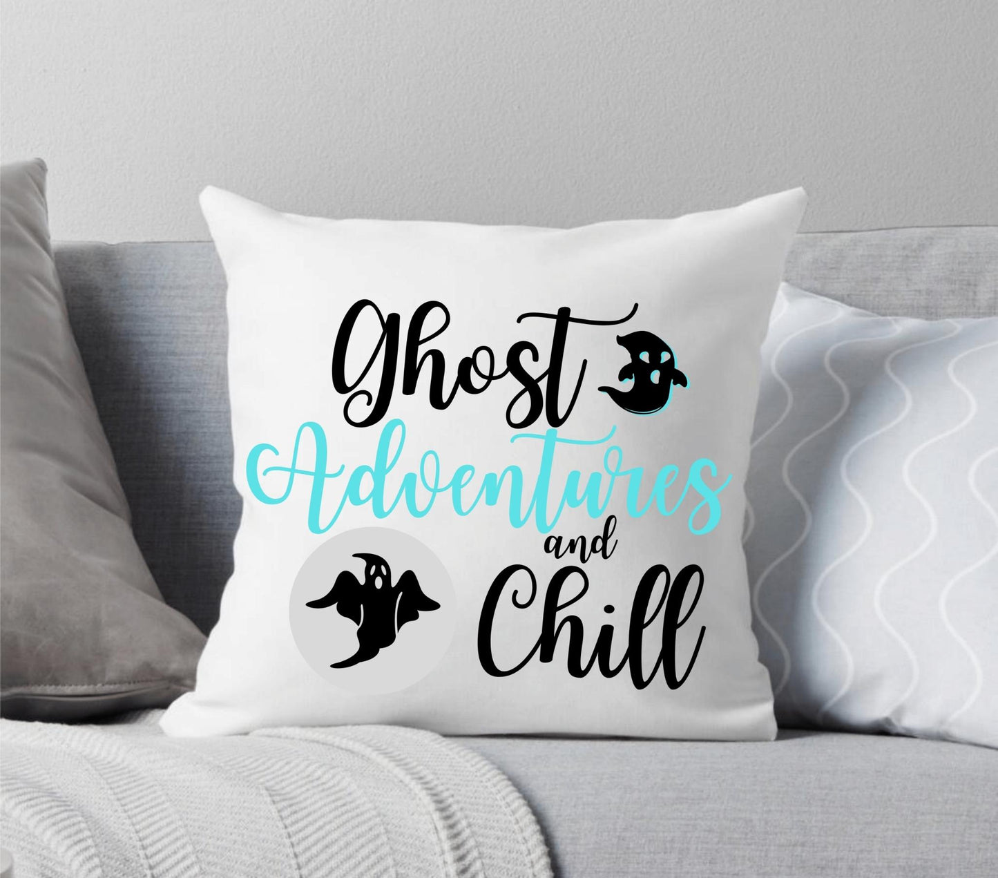 Ghost Adventures and Chill Teal and White Throw Pillow