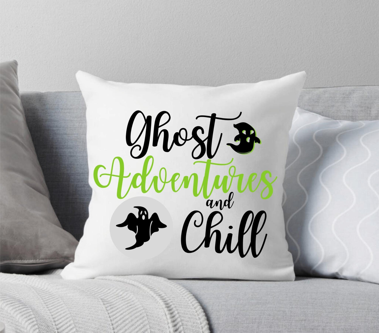 Ghost Adventures and Chill Green and White Throw Pillow