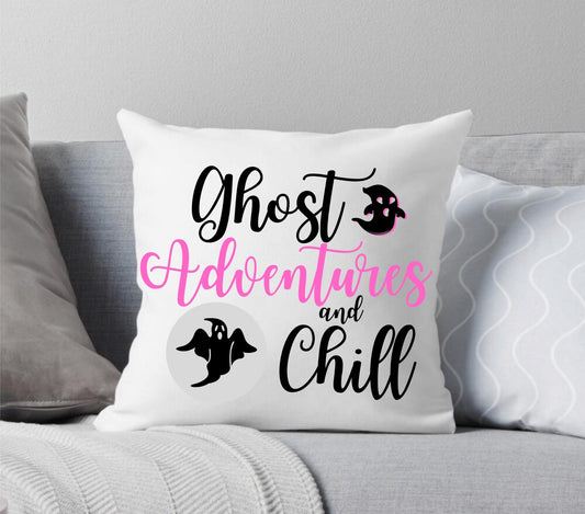 Ghost Adventures and Chill Pink and White Throw Pillow