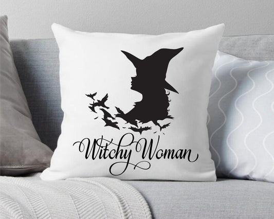 Witchy Woman Silhouette Throw Pillow