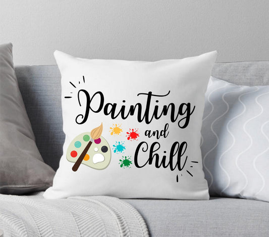 Painting and Chill White Throw Pillow